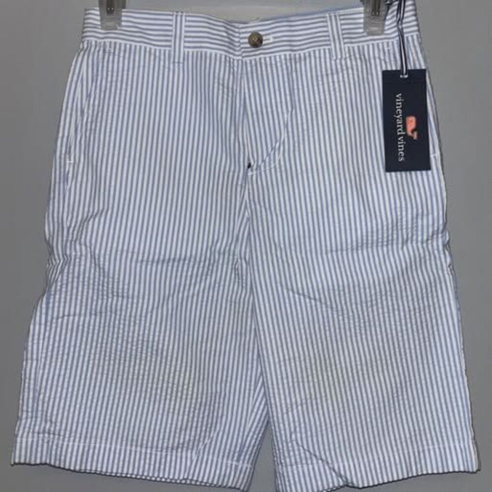 Vineyard Vines Boys Size 12 Seersucker Blue and White Shorts